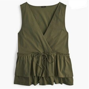 New J Crew Tie Waist Peplum Tank Top Sz Small